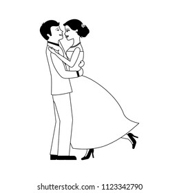 married couple dancing avatar character