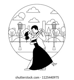married couple dancing in landscape avatar character