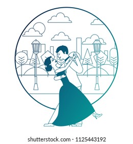 married couple dancing in landscape avatar character