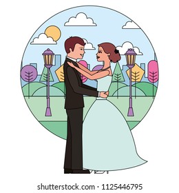 married couple dancing in landscape avatar character