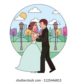 married couple dancing in landscape avatar character