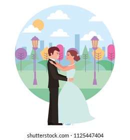 married couple dancing in landscape avatar character