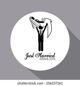 married, couple, design circle wuite,  gray background, vector illustration.