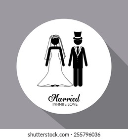 married, couple, desing circle white,  gray background, vector illustration.