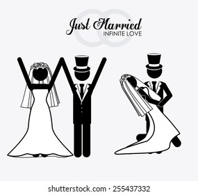 married, couple, desing white background, vector illustration.
