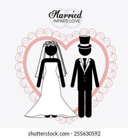 married, couple, desing white background, vector illustration.