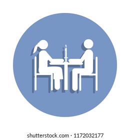 married couple at dinner icon in badge style. One of Family collection icon can be used for UI, UX on white background