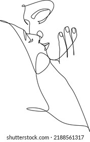Married couple faces, continuous lines showing love, vector illustration