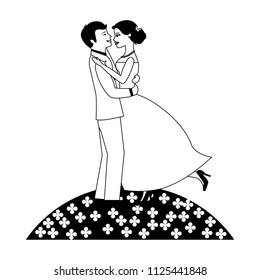 married couple in garden dancing isolated icon