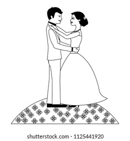 married couple in garden dancing isolated icon