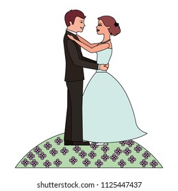 married couple in garden dancing isolated icon