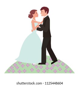married couple in garden dancing isolated icon