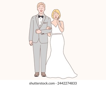 married couple. Hand drawn style vector design illustrations