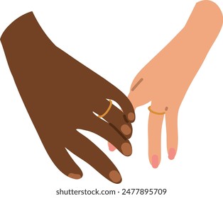 Married couple hands with rings icon. Hand drawn doodle style vector illustration.