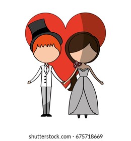 Married couple with heart avatars characters