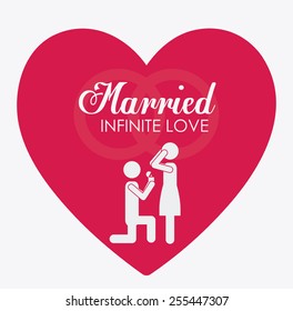 married, couple,  herart pink, white background, vector illustration.