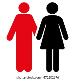 Married Couple icon. Vector style is bicolor flat iconic symbol with rounded angles, intensive red and black colors, white background.