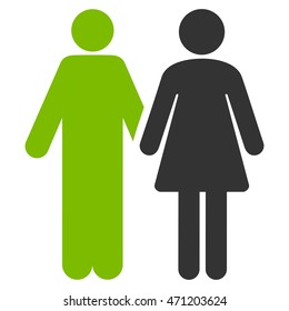 Married Couple icon. Vector style is bicolor flat iconic symbol with rounded angles, eco green and gray colors, white background.