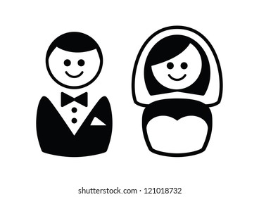 Married couple icons - groom and bride