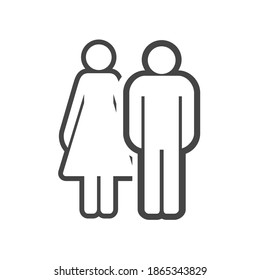 Married couple, man and woman vector sign. Unisex toilet.