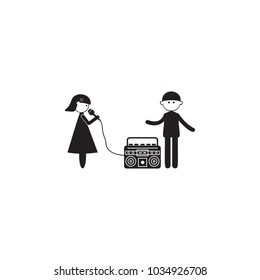 married couple on karaoke icon. Illustration of family values icon. Premium quality graphic design. Signs and symbols icon for websites, web design, mobile app on white background