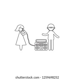 married couple on karaoke icon. Element of cyber security for mobile concept and web apps icon. Thin line icon for website design and development, app development