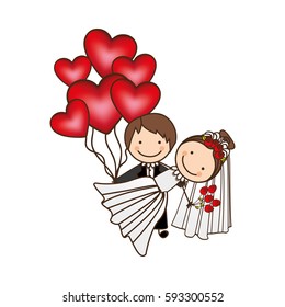 married couple with red heart bombs, vector illustraction design