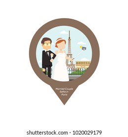 Married Couple Selfie In Paris Pin Map