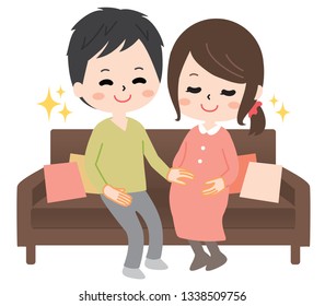 Married couple sitting on the sofa