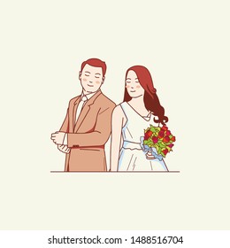 married couple soft brown vector