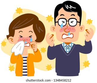 Married couple suffering from hay fever