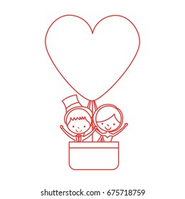 Married couple traveling in balloon avatar characters