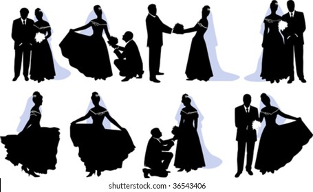 Married couples. All elements and textures are individual objects. Vector illustration scale to any size.