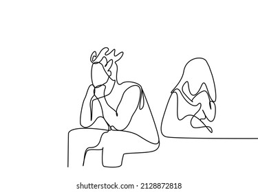 married couples in love have problems in their relationship and turn their backs and sit together