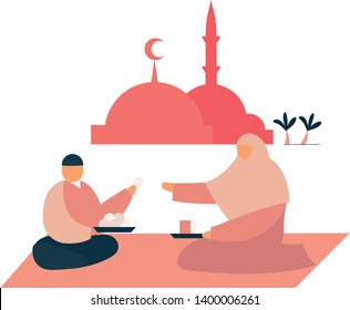 married couples sharing food ilustration vector template
