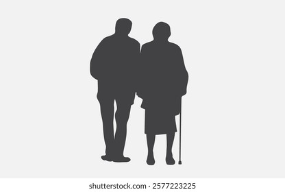 Married elderly couple in vector.