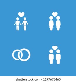 Married icon. collection of 4 married filled icons such as women couple, gay couple. editable married icons for web and mobile.