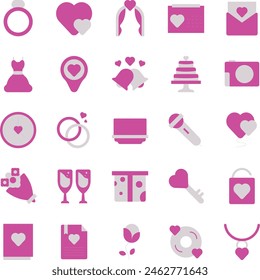 Conjunto de iconos casados Ilustración vectorial diseño arte stock