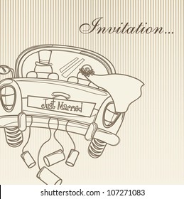 married invitation card, vintage style. vector illustration