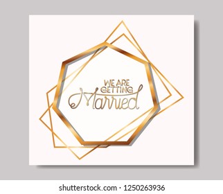 married invitation with golden frame