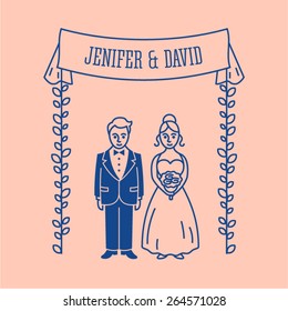 Married line art icon set template. 