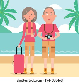 Married Older Couple Enjoying Travel And Vacation In Retirement Leisure Time