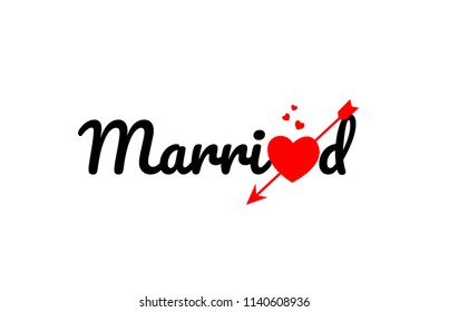 married word text with red broken heart with arrow concept, suitable for logo or typography design