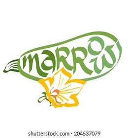 Marrow calligraphy, typography. Vegetable calligraphy. Vegetable typography.