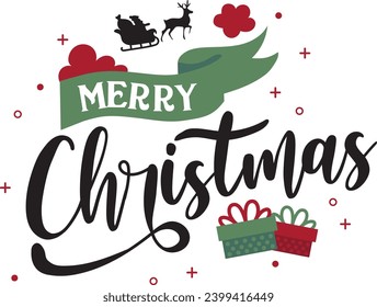 Marry charismas typography t-shirt design Christmas postcard, New Year, banner lettering. Illustration for prints on t-shirts and bags, Christmas phrase. Vector quotes.