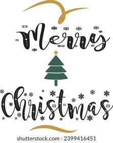 Marry charismas typography t-shirt design Christmas postcard, New Year, banner lettering. Illustration for prints on t-shirts and bags, Christmas phrase. Vector quotes.