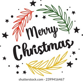 Marry charismas typography t-shirt design Christmas postcard, New Year, banner lettering. Illustration for prints on t-shirts and bags, Christmas phrase. Vector quotes.