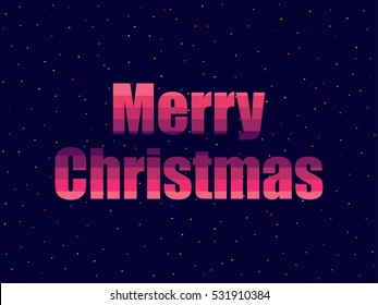 Marry Christmas in 80's retro style. Text in the futuristic style, neon. Vector illustration.