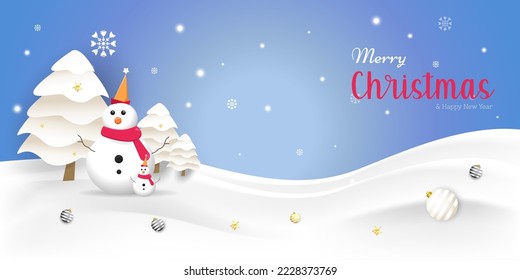 marry Christmas background with snowman template. happy new year 2023