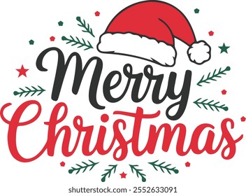 Marry Christmas calligraphy text vector card design